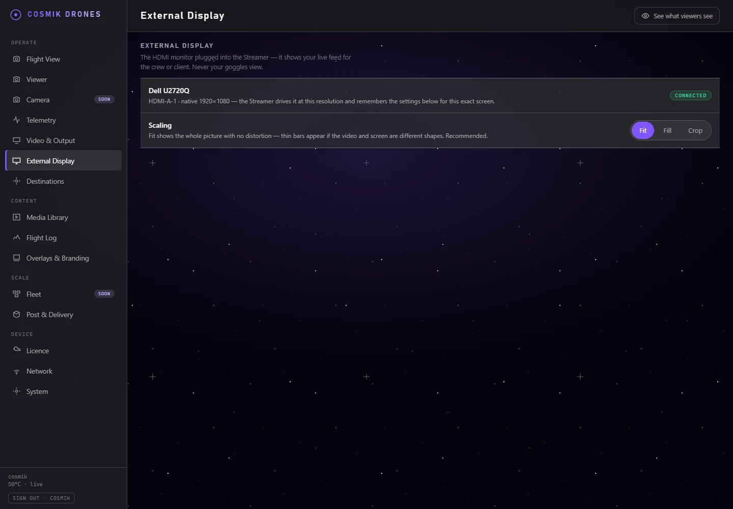 Current External Display settings
