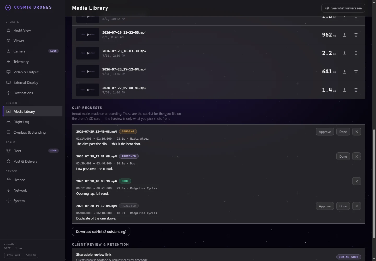Current Cosmik Streamer Media Library request queue